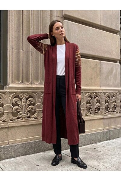 onno style women كارديجان نسائي طويل بنمط كليم من التريكو