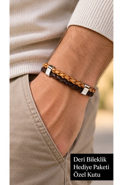 HER ŞEY NOTA www.herseynota.com Senvarin Honeyplait Light Brown Leather Men's...