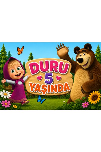 lagun reklam Kişiye Özel Maşa il Koca Ayı Temalı Doğum Günü Brandası Konsept ...