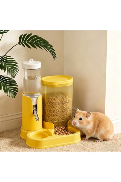 Duffa 2'si 1 Arada Hamster Su Şişesi ve Ginepig Besleyici, Kobay Mama Sebili ...