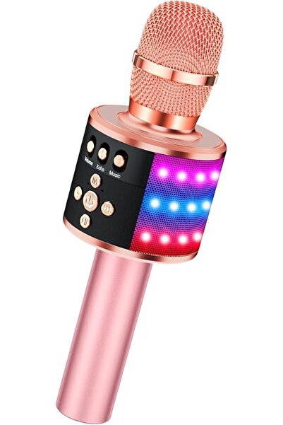 BONAOK Wireless Bluetooth Karaoke Microphone with Controllable LED Lights, Po...