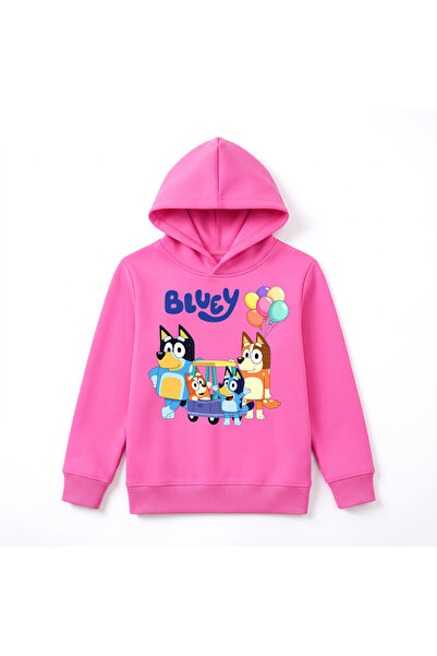 URBANTRENDSTORE هودي شتوي فاخر للأطفال مطبوع عليه Bluey، سطح داخلي ناعم ومرن