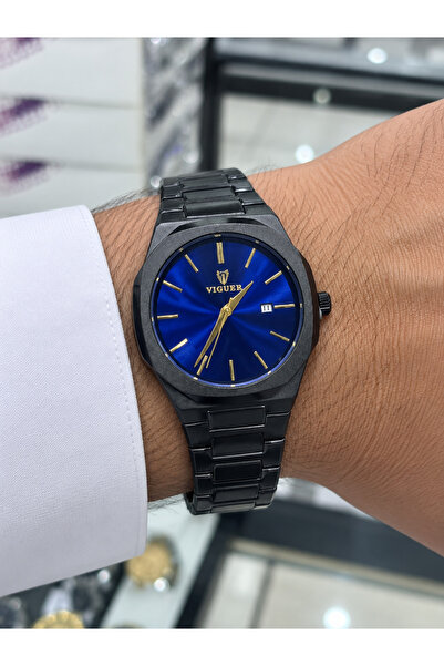 Generic Brand ساعة VIGUER رجالية بالأسود والأزرق LOOSTER TIME