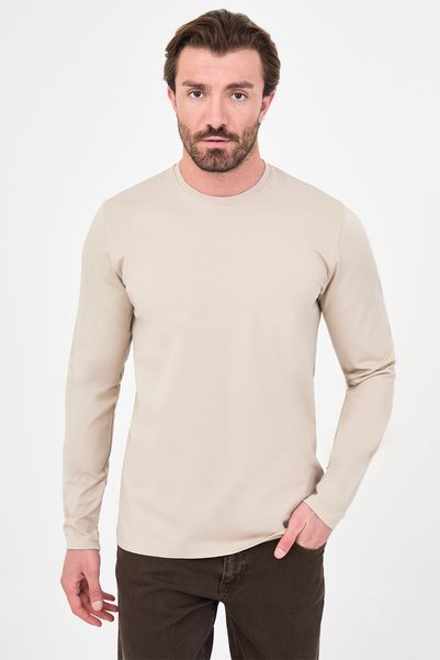 Mcr Tricou pentru bărbați, slim fit, cu gât înalt, din bumbac, cu mânecă lung...