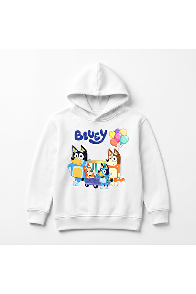 URBANTRENDSTORE هودي شتوي فاخر للأطفال مطبوع عليه Bluey، سطح داخلي ناعم ومرن