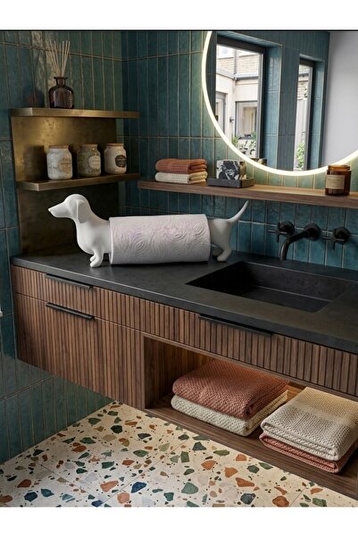 Dumledo Dachshund Dog White Napkin Holder & Paper Towel Holder |   Decorative...