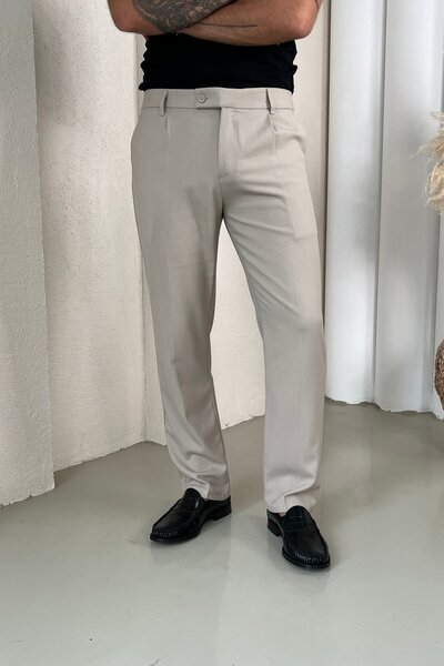 OUTFİT MAN Regular Classic Trousers with Closed Tummies Cream