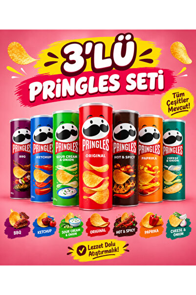 Pringles Sade Patates Cipsi 3 adet