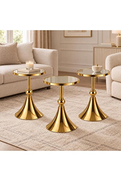 laverahome طقم طاولات خدمة ذهبي مودرن فاخر |