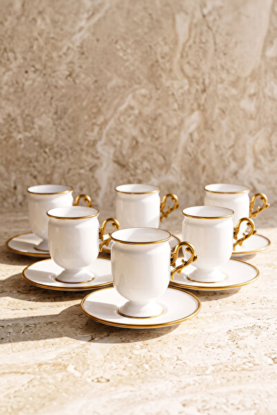 Perotti Çengelköy 6-Person Baroque Gilded Coffee Cup Set