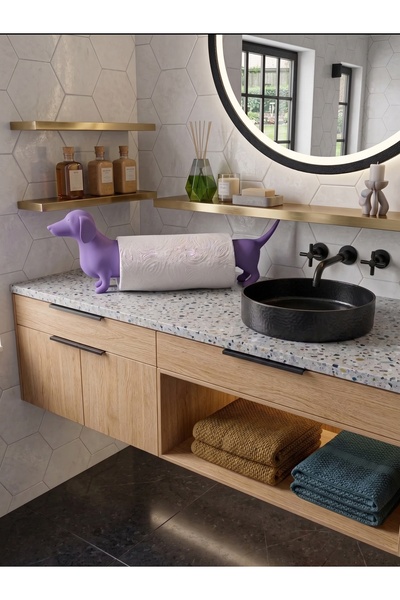 Dumledo Dachshund Dog Lilac Napkin Holder & Paper Towel Holder |   Decorative...