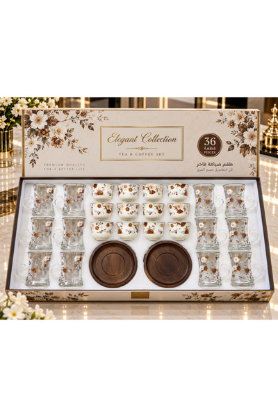 laverahome 36 Piece Luxury Gift Set of Cups and Saucers – Rose Embroidery Des...