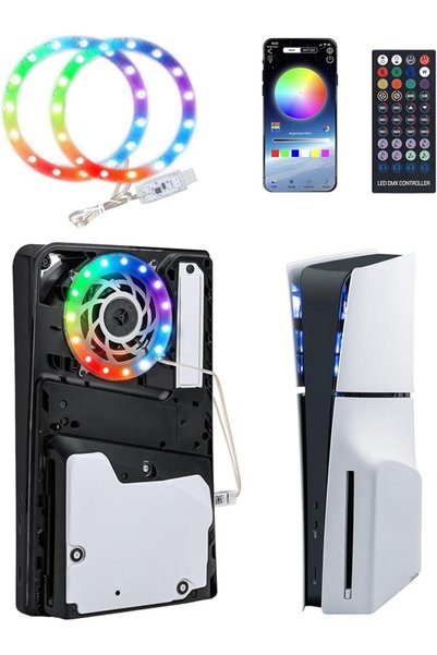 Mcbazel إضاءة LED RGB لجهاز PS5/PS5 Slim، 8 ألوان، أكثر من 400 تأثير، إكسسوار...