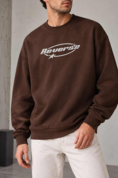 uyguntarz Hanorac unisex cu imprimeu digital inversat, cu gât tip crewneck