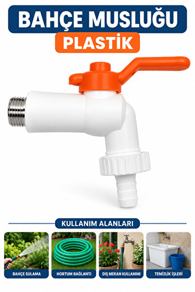 Plastik Bahçe Musluğu – Hortum Bağlantılı Turuncu Kollu