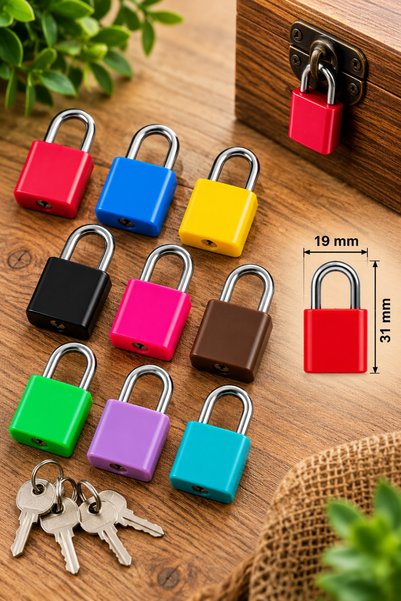 BRUEL Colorful Mini Padlock with Key for Hobby, Box, Chest and Decorative Lock, 3 Pieces