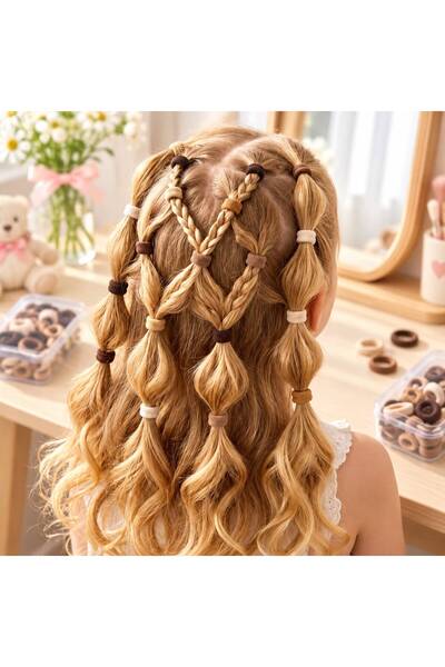 EMKSHOP أربطة شعر صغيرة بلون القهوة (علبة واحدة)
