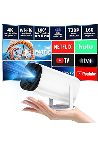 Pomefar جهاز عرض صغير يدعم تقنية 4K، جهاز عرض محمول مع واي فاي 6 وبلوتوث 5.0 ...