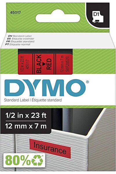 Dymo شريط ترقيم قياسي D1 43610 (طباعة سوداء على شريط شفاف، عرض 1/4 بوصة × طول...