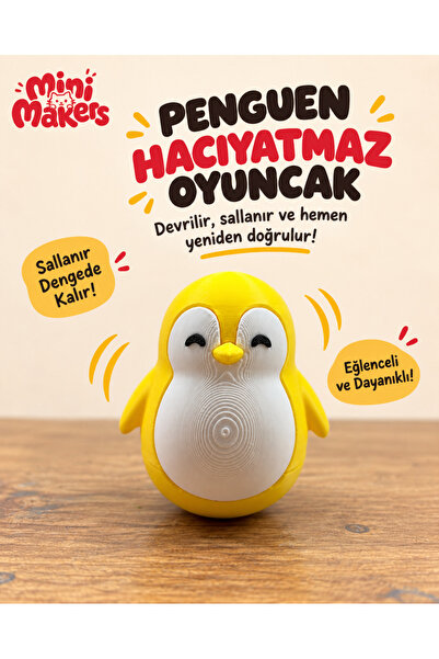 mini makers Penguen Hacıyatmaz Oyuncak – Sallanan Denge ve Stres Oyuncağı, 3D...