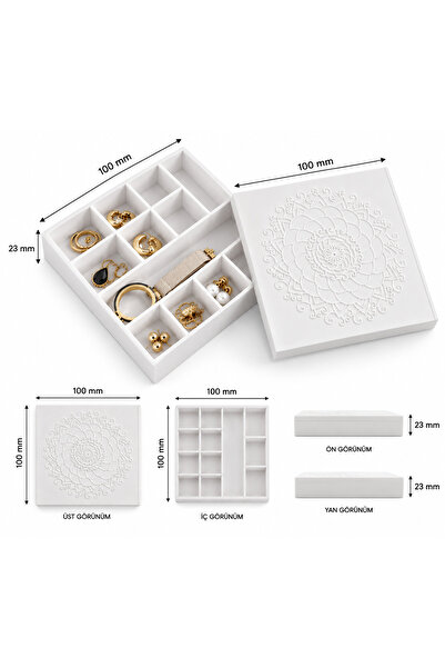 GINLY Mandala Desenli Sürgü Kapaklı Takı Organizer Kutusu (10CMx10CMx2.3CM)