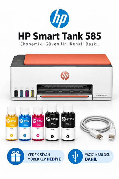 HP Smart Tank 589 Wi-Fi Renkli Tanklı Yazıcı + Orijinal Mürekkep Seti + Yazıc...