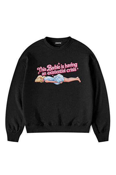 ROPE COUTURE Existential Front Printed Oversize Sweatshirt Black