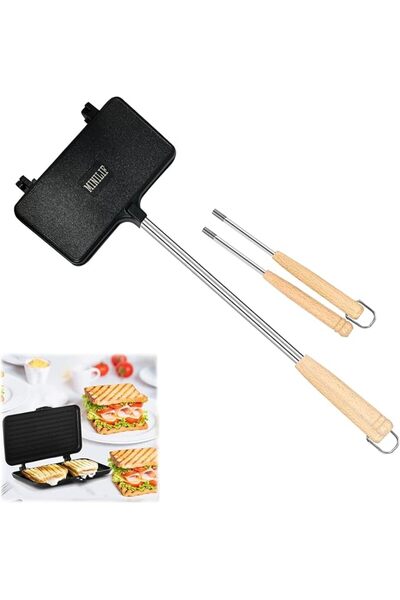 MiniLife3D Large Sandwich Baking Tray, Interchangeable Handle Campfire Pie Maker