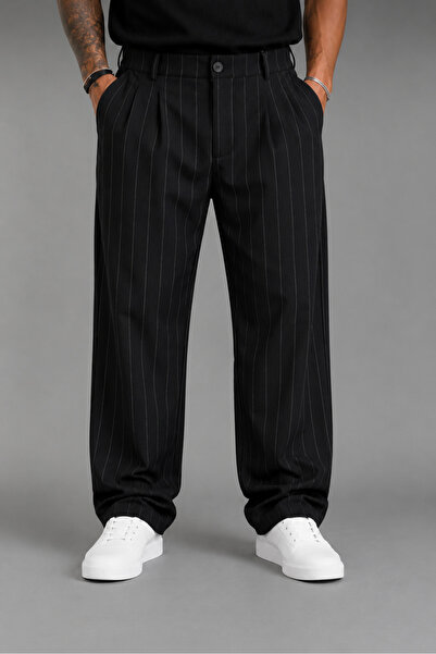 BM BALANCEMODA Erkek Baggy kalıp, esnek-dökümlü, pile detaylı, geniş kumaş pa...