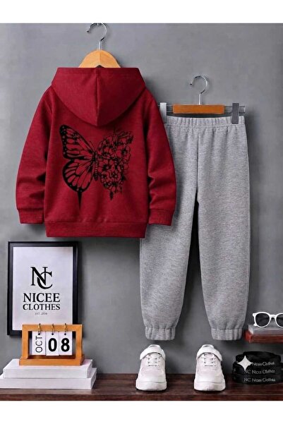 Leto Lykia Children's Tracksuit Unisex (Black with Butterfly Winter Print on ...
