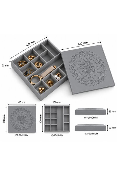 GINLY Mandala Desenli Sürgü Kapaklı Takı Organizer Kutusu (10CMx10CMx2.3CM)