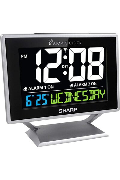 Sharp Atomic Desktop Clock with Color Display - Atomic Accuracy - Easy to Rea...