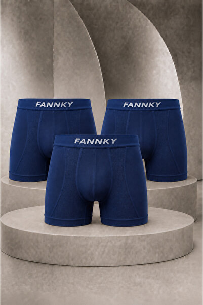 FİT WOMEN Men's Casual Comfort Daily 3-Piece Navy Blue Boxer