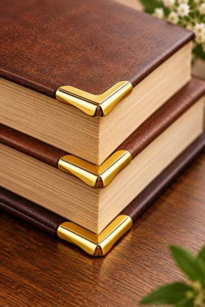 BRUEL Gold Book Corner Ornament (12 Pieces) - Book, Menu, Encyclopedia Corner...