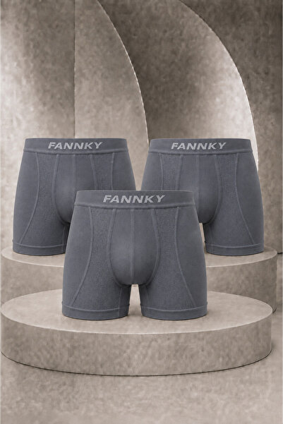 FİT WOMEN Men's Casual Comfort Daily 3-Piece Gray Boxer