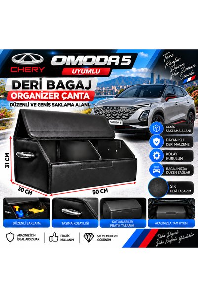 STS Oto Aksesuar Chery Omoda 5 Uyumlu Oto Bagaj Organizeri Deri Bagaj Kutu Çanta