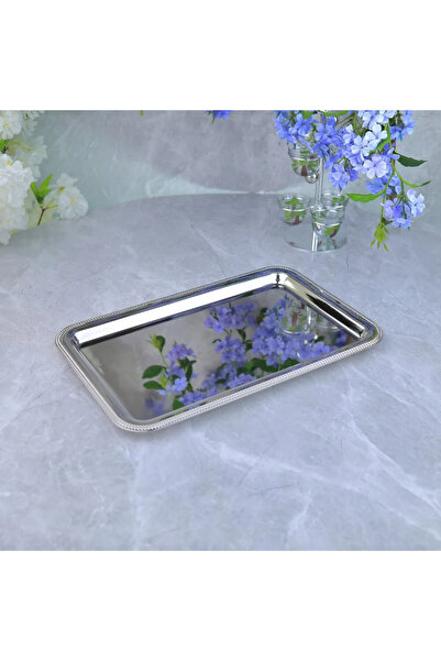 Al Hadaya Mall Stainless Steel Serving Tray with Elegant Design - Silver - Si...