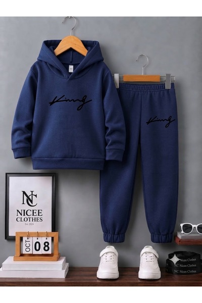 Leto Lykia Children's Tracksuit Unisex (Black Handwritten King Winter Print)