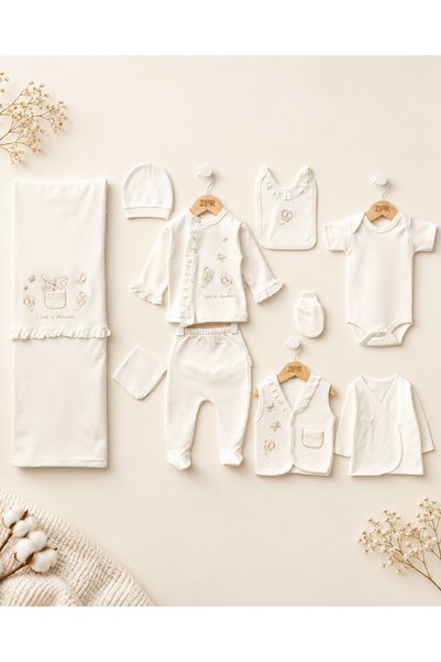 erayalpkids Baby Girl Embroidered Hospital Discharge 10-Piece Bodysuit Set