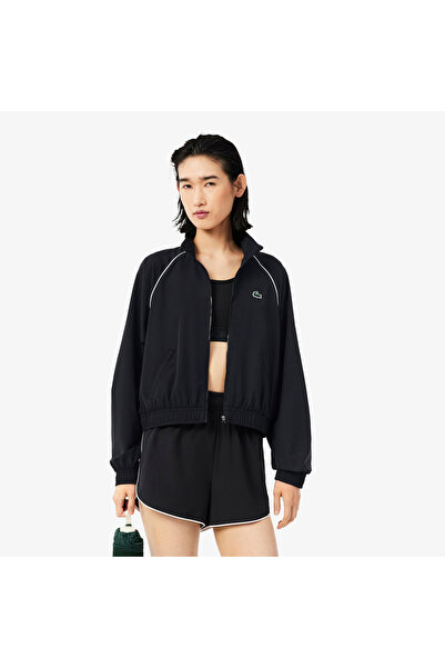 Lacoste SPORT Kadın Relaxed Fit Dik Yaka Siyah Ceket