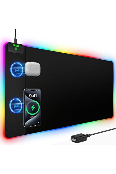 GENERAL RGB Desk Mat with 15W Fast Charging, Mouse Pad Wireless Charging Larg...