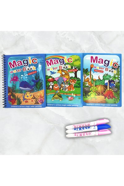 Generic Brand Set 3 Cărți Magice Reutilizabile de Colorat cu Apă + Stilou, 3+...