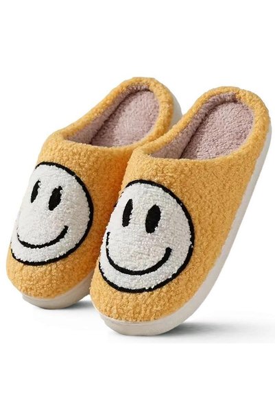 Permani Papuci Smile pentru femei și bărbați, cu zâmbet, galbeni, 42/43