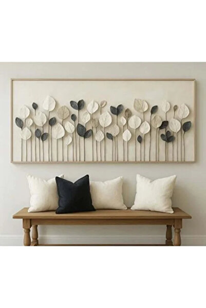 ALAYRA International Modern Botanical Leaf Painting with Wood Outer Frame – M...