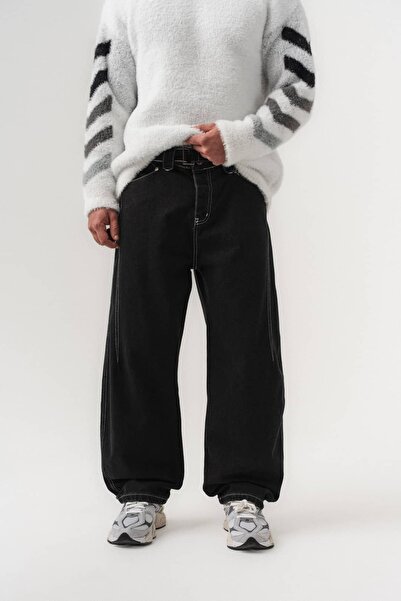 go gang own Foldtie Pens Detailed Belted Baggy Jean Men's Trousers