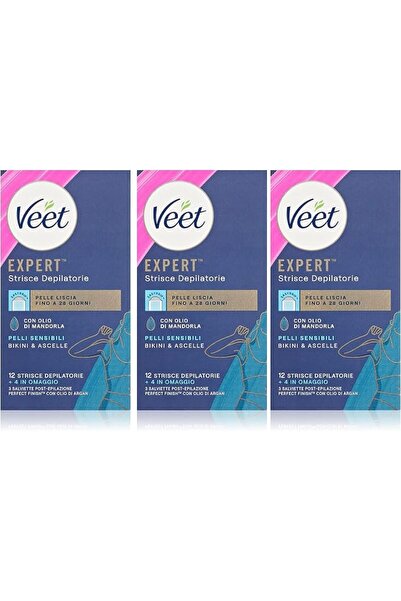 Veet Men شرائط فيت إكسبرت لإزالة الشعر من منطقة الإبط والبكيني، شمع للبشرة ال...
