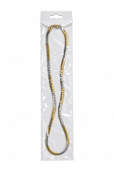 TGROUP Two Colors Chain Necklace Gold Silver Color Double Sided Modern Stylish Necklace