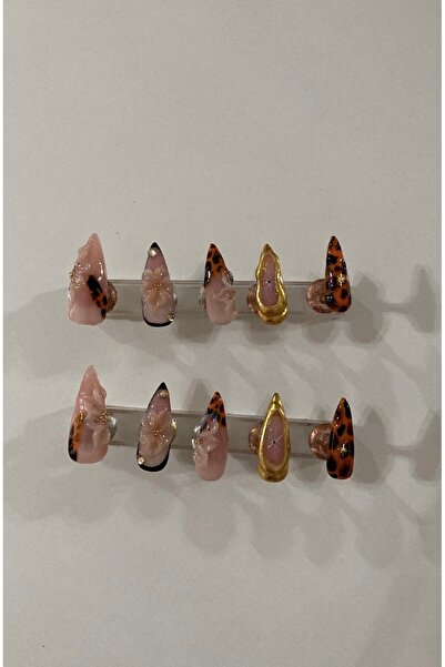 SEMPERİ El Yapımı Özel Tasarım Takma Tırnak Seti - 10 Parça Stiletto