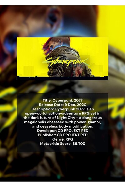 OEM Αφίσα Ινφορματογραφίας Cyberpunk 2077, Δυστοπικό Παιχνίδι RPG του Μέλλοντ...