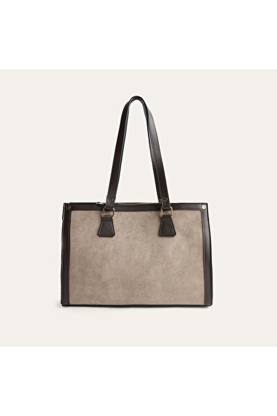Mudo Women's Mink Color Suede Textured Handbag